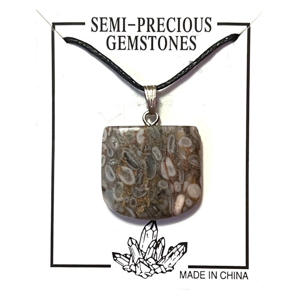 💎2/$30💎 Semi-Precious Fossil Agate Pendant Necklace